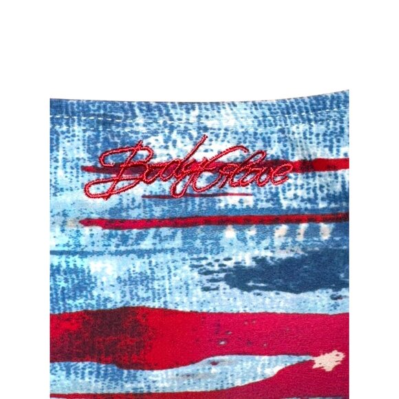 Body Glove Fringe Halter Bikini Set Blue/Red Tie-Dye Print - Picture 9 of 14